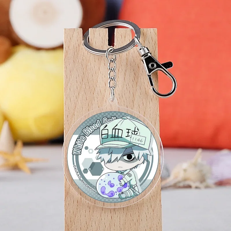Брелок для ключей с элементами аниме Hataraku цепочка кулоном из эритроцитов Saibou