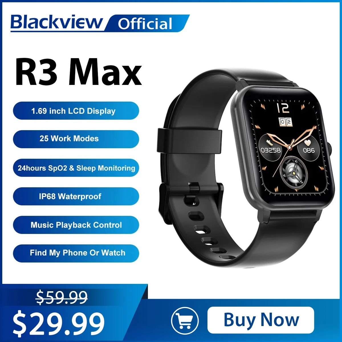 BLACKVIEW R3 Max – Montre connectée pour hommes et les femmes