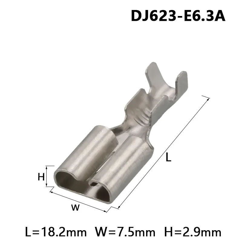 

50PCS 6.3 Flat Barbed Plug Spring A-pin Automobile Relay Socket Wiring Copper Terminal DJ623-E6.3A