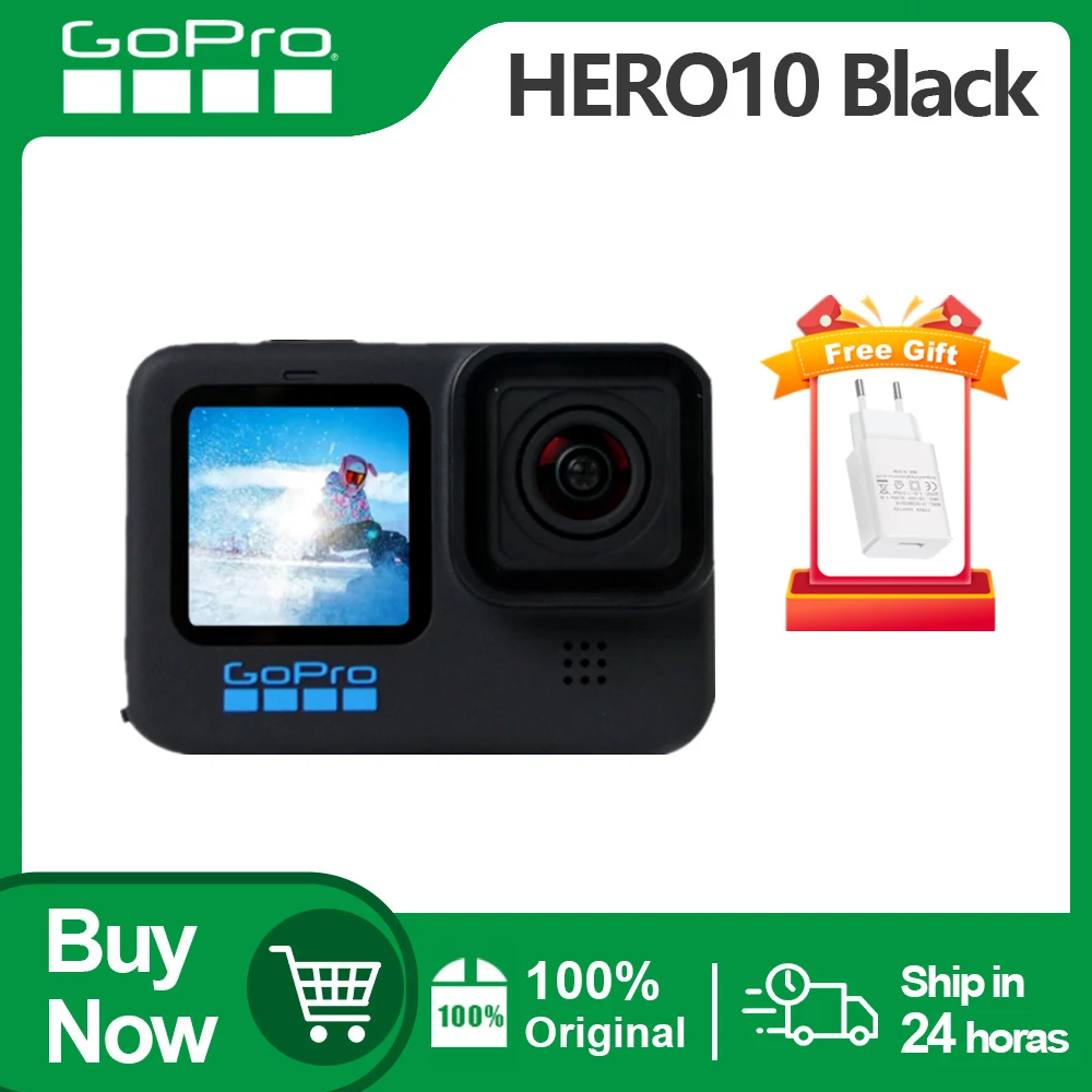 Экшн-Камера GoPro HERO 10 Black 5 3 K 60P 4K 120P два экрана 23 МП GP2 профессиональная камера -
