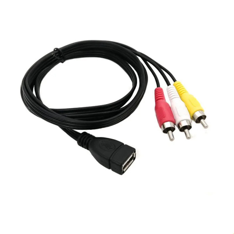 Фото 1,5 м USB-кабель «мама» на 3RCA «папа» аудио и видео Конвертер аудио и видео USB 2.0 на 3RCA для ТВ DVD-приставки F1 №1