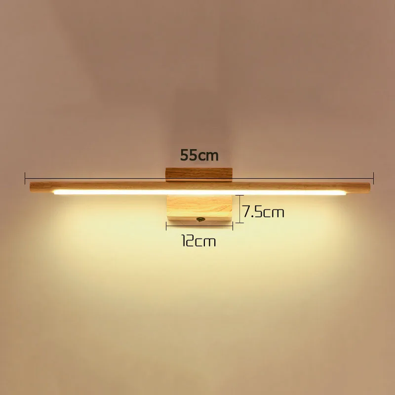 LED Mirror Lights Nordic Solid Wood Wall Lamp Modern Bathroom Dressing Room Decors Lighting Home Decor Sconces Lamps with switch images - 6