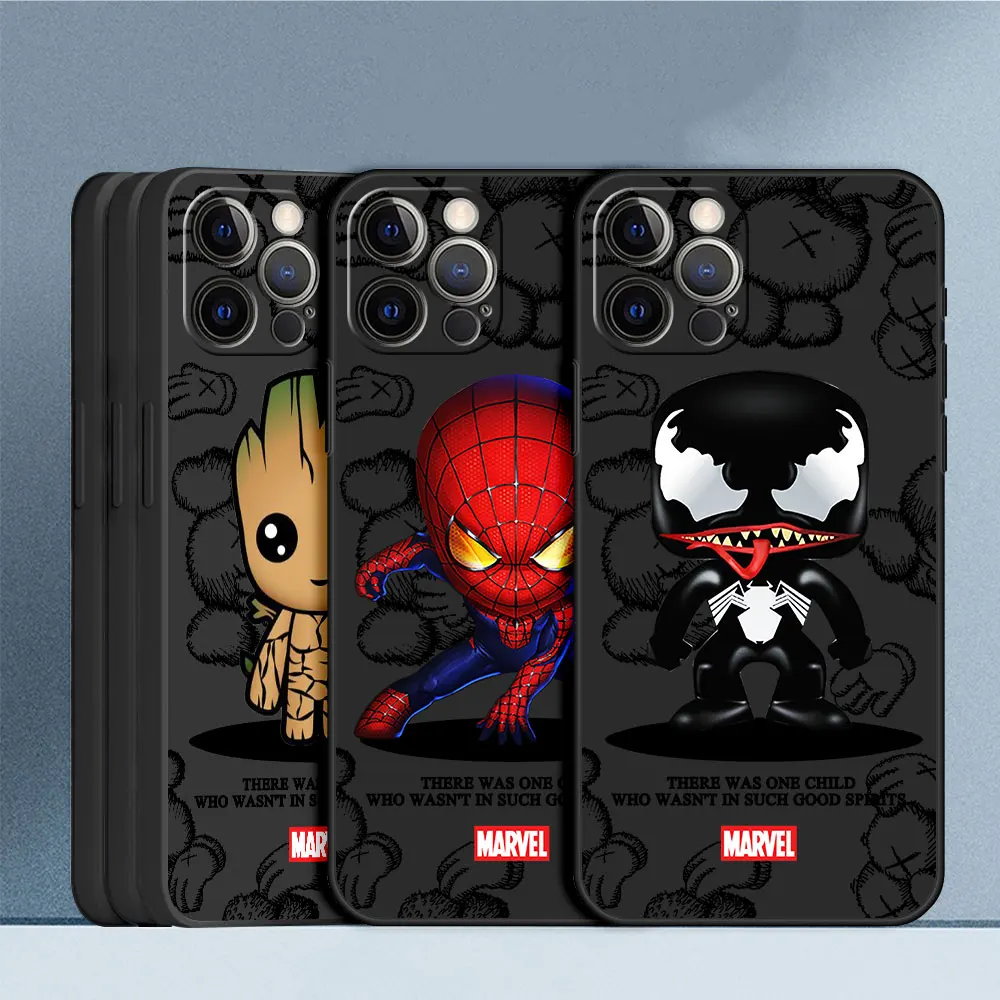 Черный матовый роскошный чехол с героями мультфильмов Marvel Железный человек-паук для Realme XT C21 C25 C20 C3 C15 C21Y C12 C11 C35 GT C25s GT2 Pro