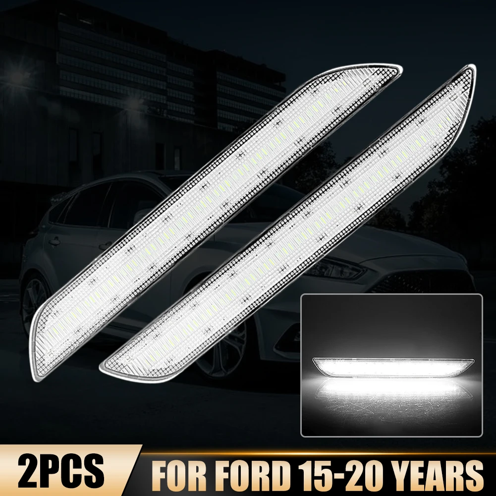 

2Pcs LED Turn Signal Side Marker Light Blinker for Ford Mustang 2015-2020 48SMD White Rear Sidemarker Signal Lamp