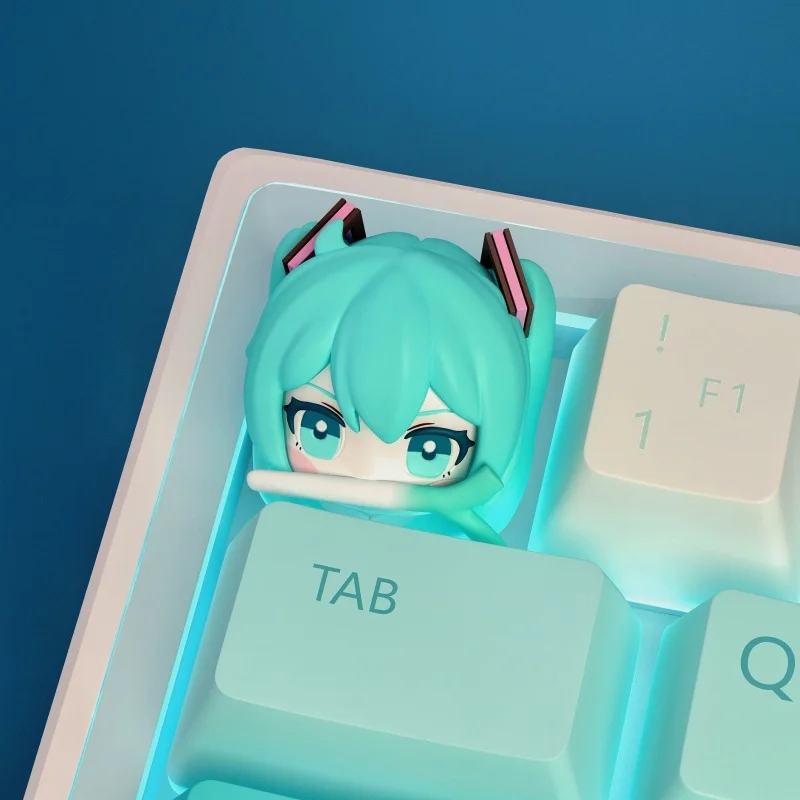 Фото Hatsune Miku аниме периферийные колпачки для клавиш Fufuvocaloid серии мультфильм смола персонализированные трехмерные колпачки для ключей модель игрушки подарки №3