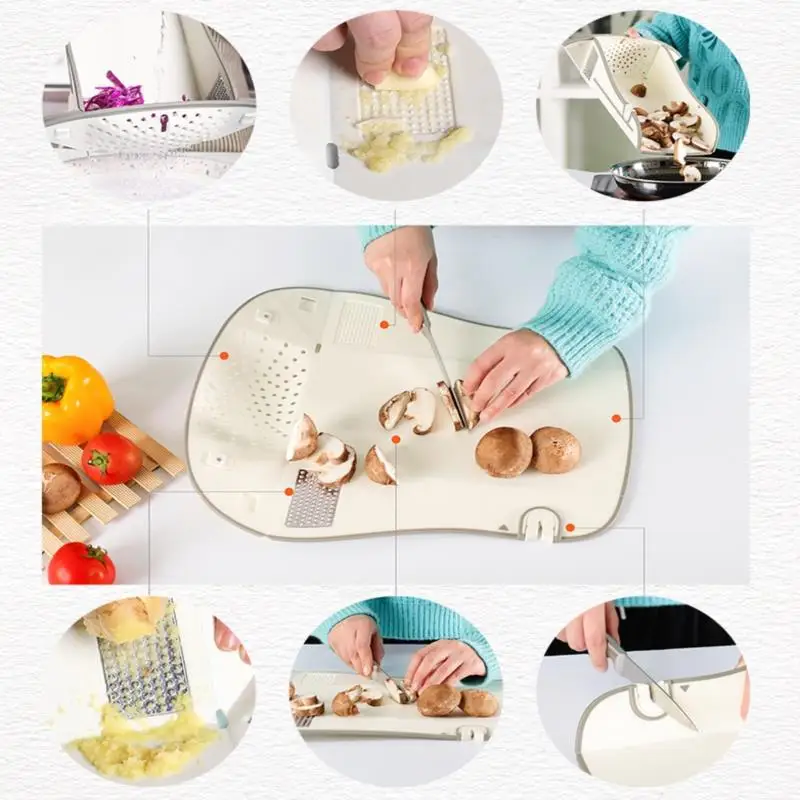

6 в 1 многофункциональная разделочная доска инструменты для овощей измельчитель для чеснока разделочная доска для овощей и слива кухонные а...