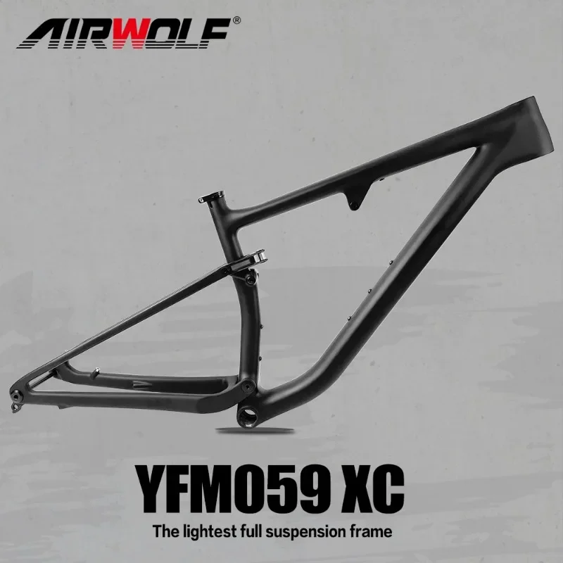 

Airwolf Newest Bicycle Frame XC Cross Country Bike Frames Carbon Mountain Frame Full Suspension 29ER Boost Thru Axle 148