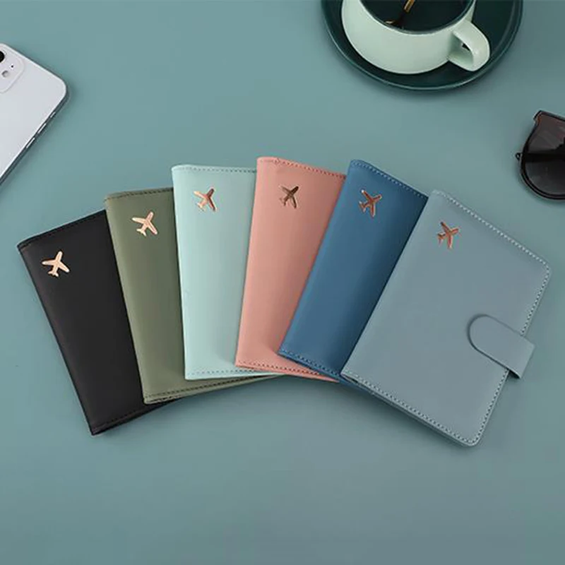 New Arrival Simple PU Leather Man Women Travel Passport Holders Solid With Credit Card Holder Small Wallet Protector Cover Case