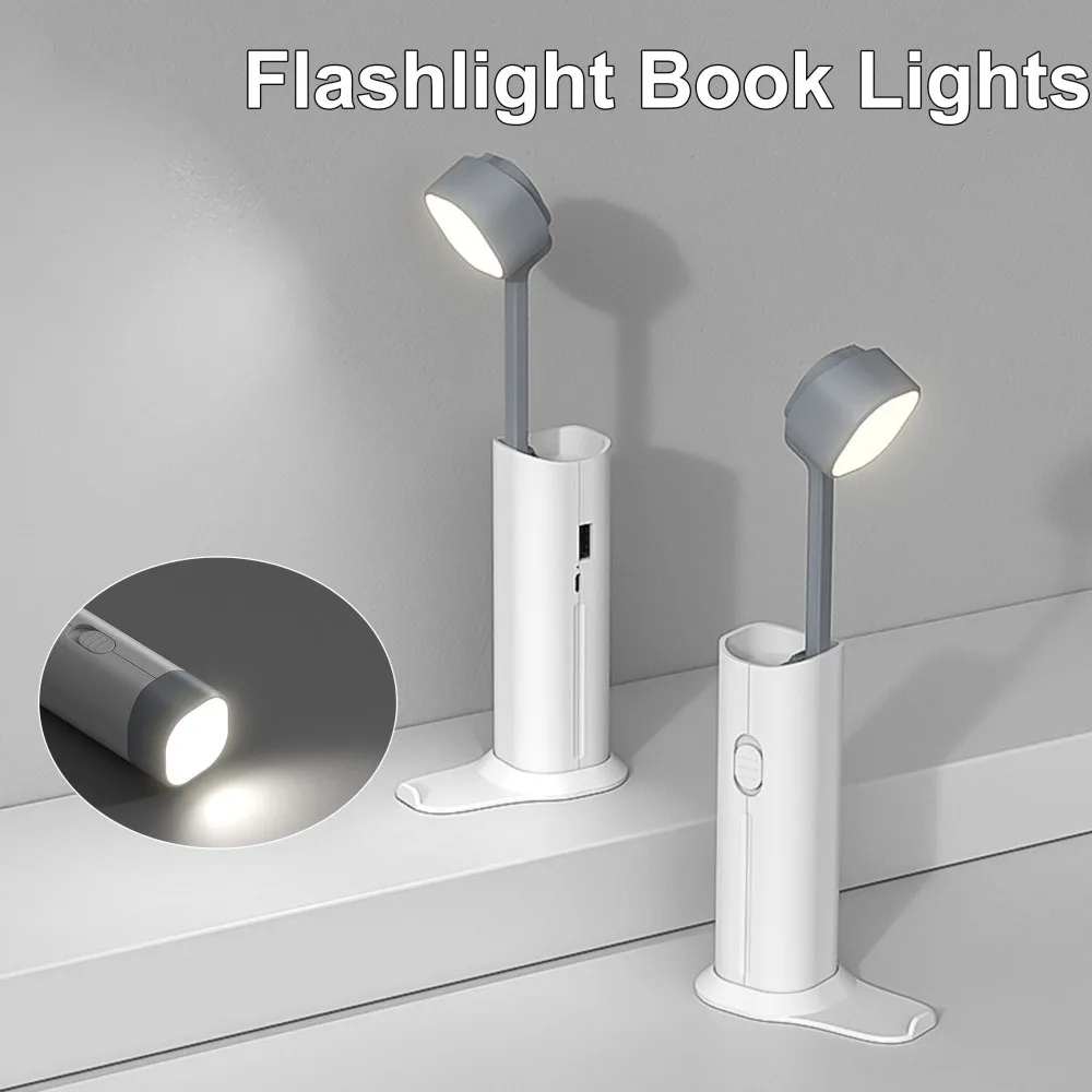 

LED Reading Lamp With Flashlight Eye Protection Book Lights Rechargeable Portable Torch Night Light Foldable Bedside Desk Lamp