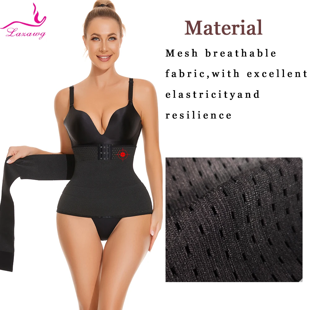 LAZAWG Women Waist Trainer with Wrap Slimming Body Shaper Waist Cincher Belly Control Adjustable Strap Corset Sweat Belt Gym