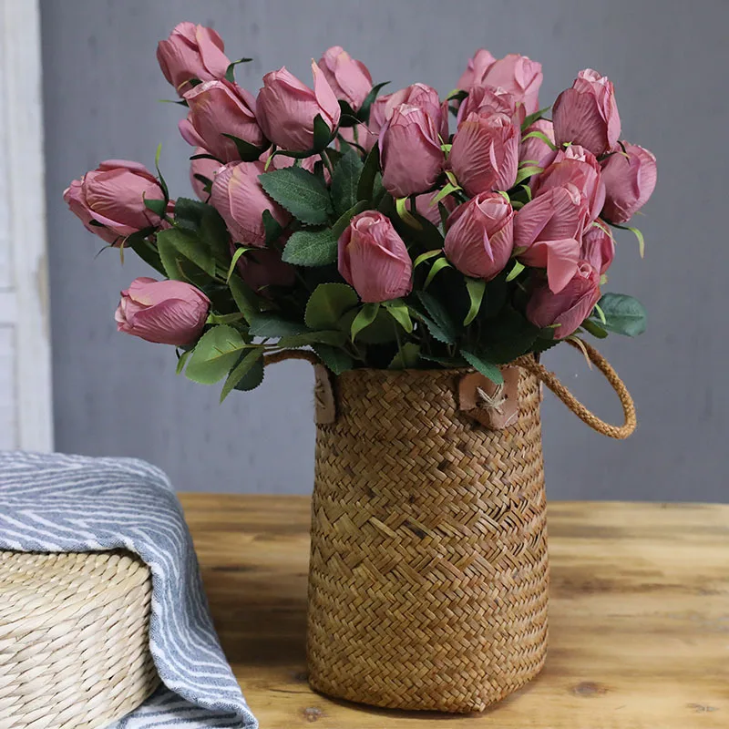 

9Heads Rose Bouquet Artificial Silk Flower Wedding Bridal Bouquet Party Holiday Gift Rose Flowers Home Living Room Decor Floral