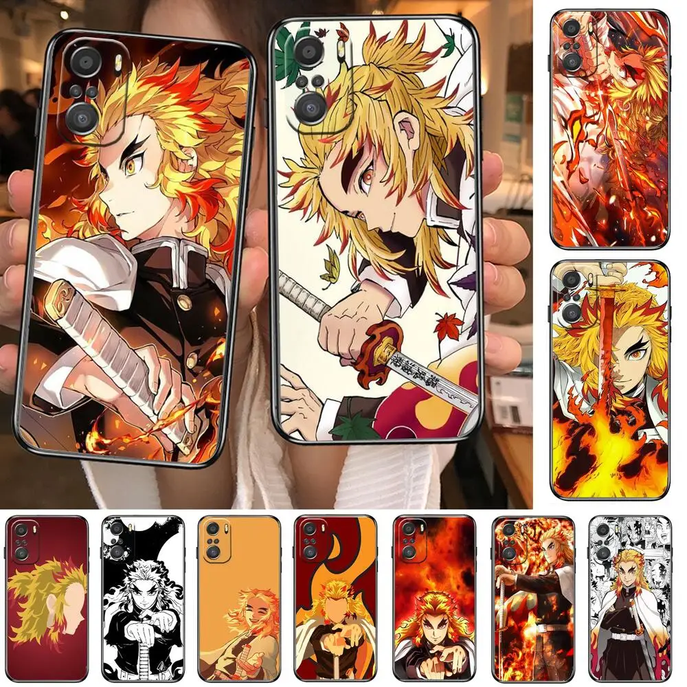 

Demon Slayer Rengoku For Xiaomi Redmi Note 10S 10 9T 9S 9 8T 8 7S 7 6 5A 5 Pro Max Soft Black Phone Case