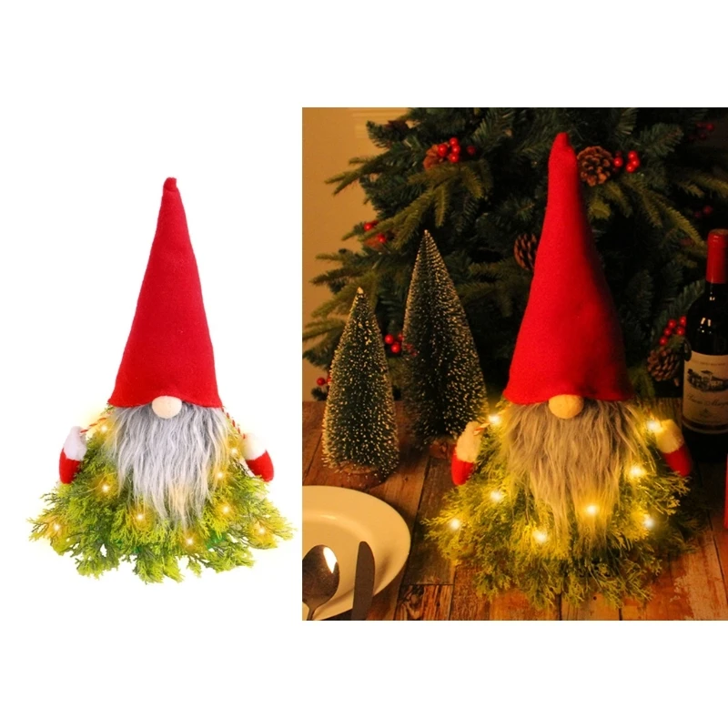

LED Lighted Christmas Tree Figurine featuring a High Hat Faceless Santa