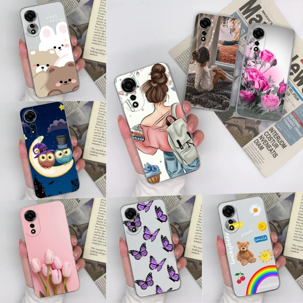 Чехлы для телефонов Oppo A78 A79 4G Прозрачный мягкий силиконовый защитный чехол Роскошный милый Радужный чехол для OppoA78 OppoA79 Funda