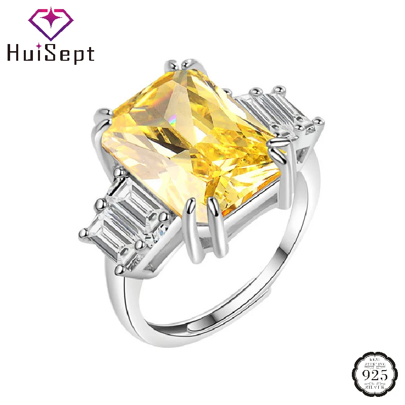 

HuiSept Fashion 925 Silver Ring with Zircon Gemstone Jewelry Accessories for Women Wedding Party Promise Gift Finger Rings