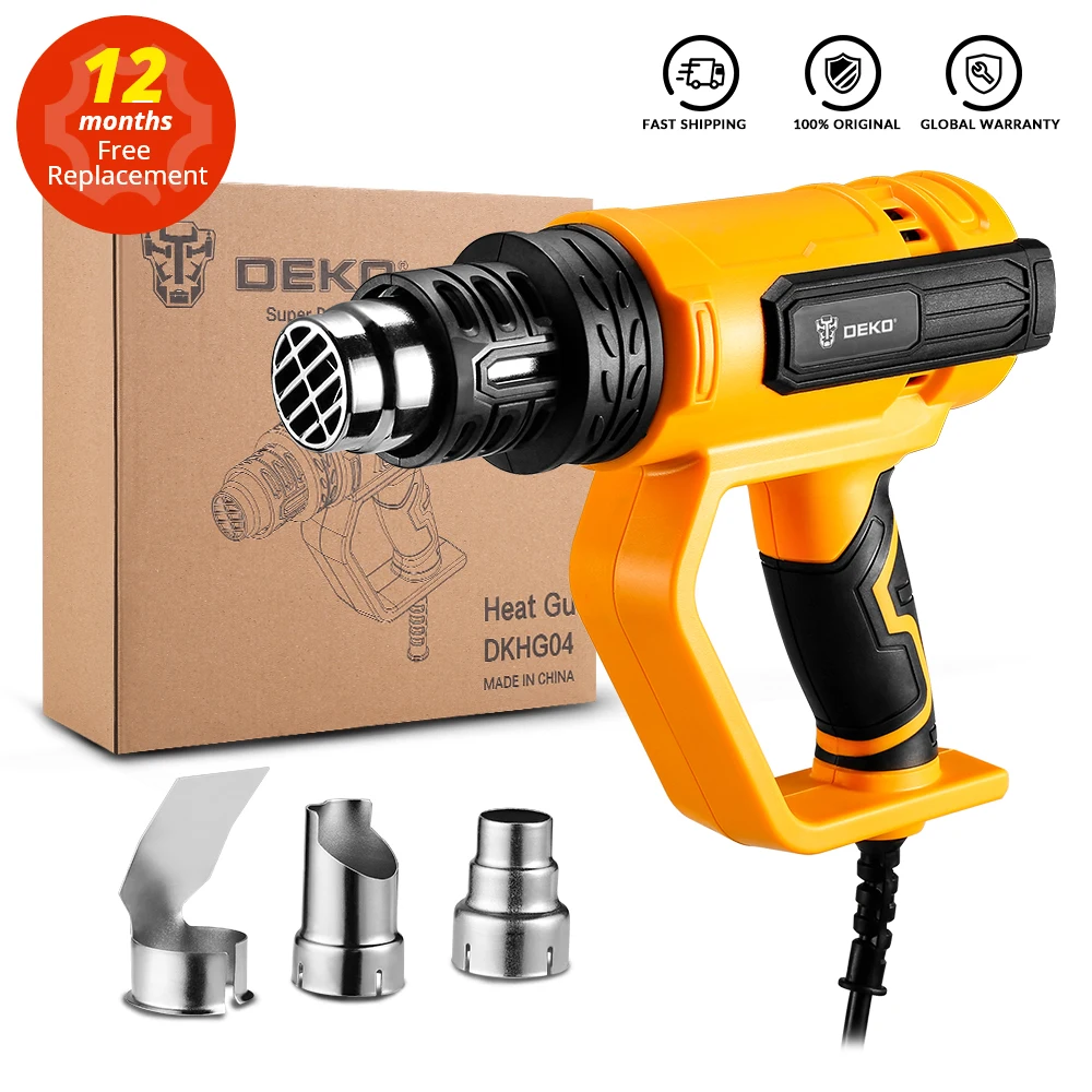 DEKO Новый DKHG04 усовершенствованный пистолет горячего воздуха с регулируемой температурой, электрический тепловой пистолет