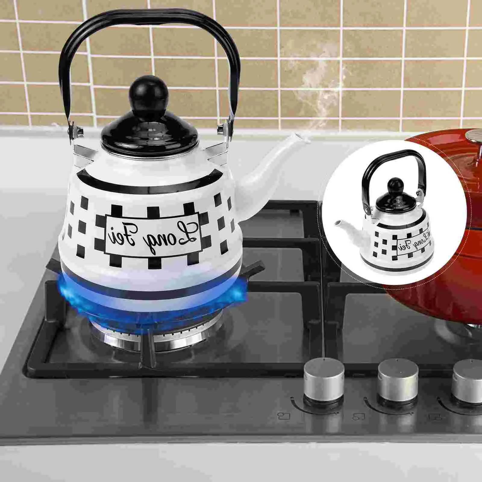 

Enamel Steel Coffee Pot Heating Water Kettle Practical Water Heating Pot