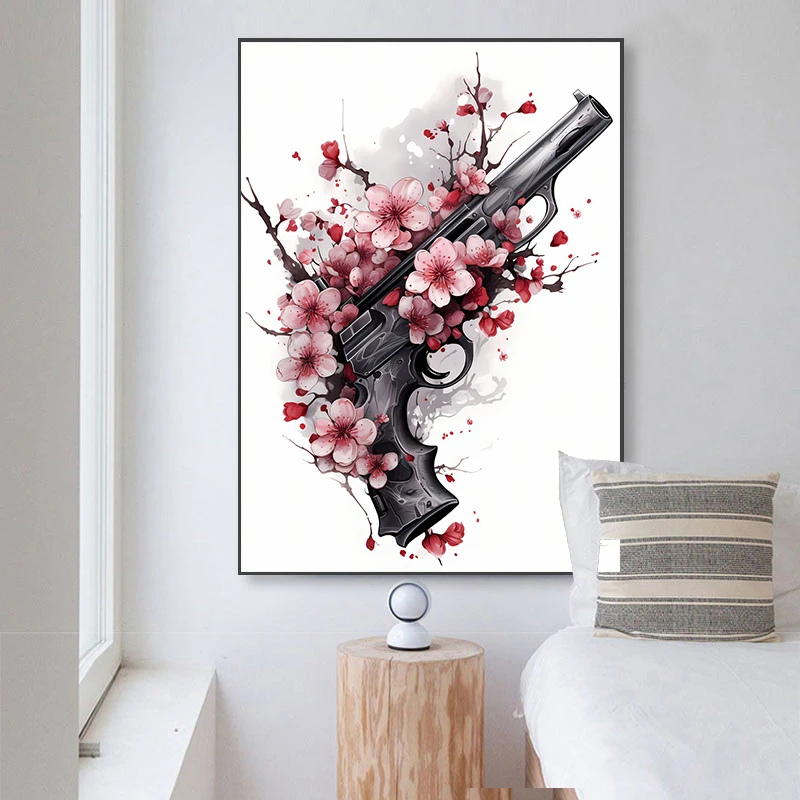 Японское поп-оружие эстетика красочное лезвие Сакура холст живопись Настенная