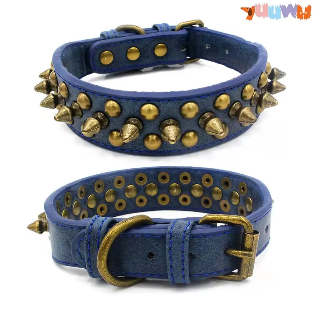 Регулируемый кожаный ошейник для собак ремешок на шею панк маленьких кошек ремни