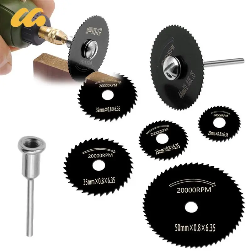 6/7pcs Diamond Cutting Discs Metal Saw Blade Set HSS Mini Circular Saw Blade For Rotary Tools Cut-Off Wheels Diamond 22-50mm