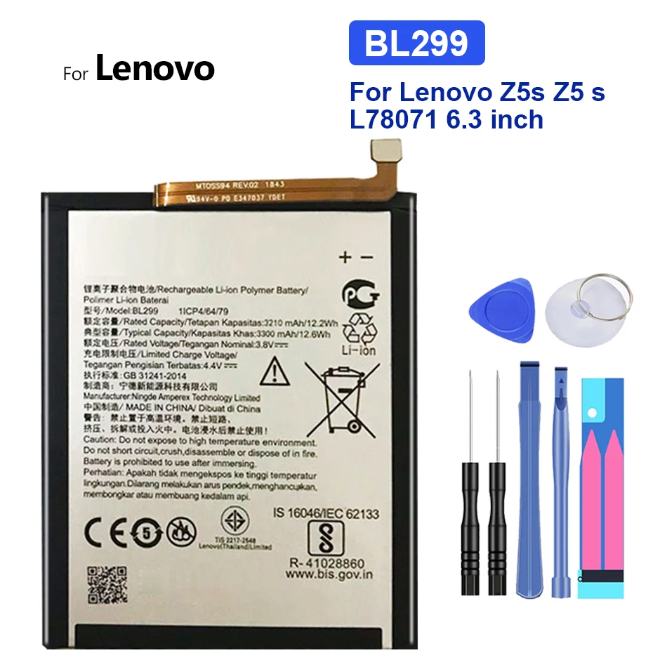 

Аккумулятор BL299 3300 мАч для Lenovo Z5s Z5 s L78071, аккумулятор 6,3 дюйма