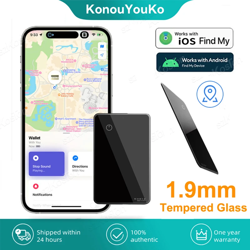 

Card Finder Works with Find My APP, Wallet Key Tracker NFC Tag Globle Position Locator for IOS Android phone Pad MFi Certified