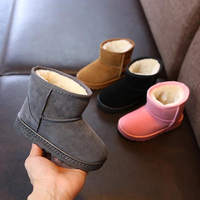 New Baby Cotton Short Boots Middle and Little Children's Suede Non slip Children's Cotton Shoes Snow Boots Warm Cotton Shoes
