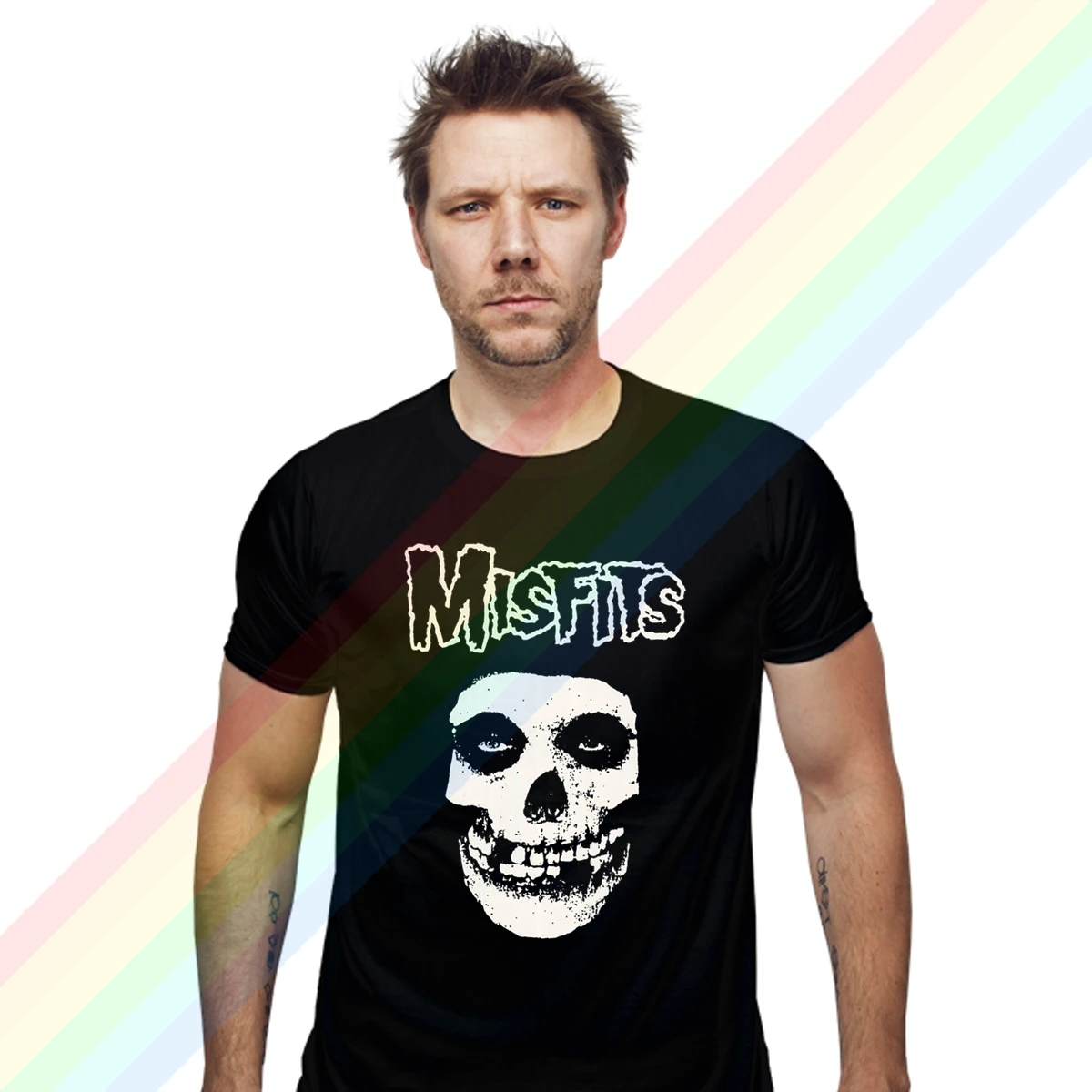 

2021 Men's Hip Hop Punk Skull Street Fashion MISFITS Season Tv Skull Logo Black T-shirt Women's Cotton Clothes Short Sleeve Tops