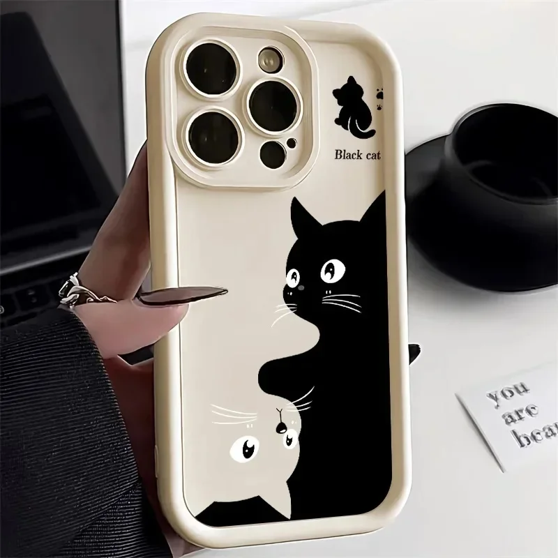 Силиконовый чехол для телефона Cute Cat Samsung Galaxy A55 A15 A54 A16 A35 A25 A24 A14 S24 S25 Ultra S22 Plus S21 S20 S23