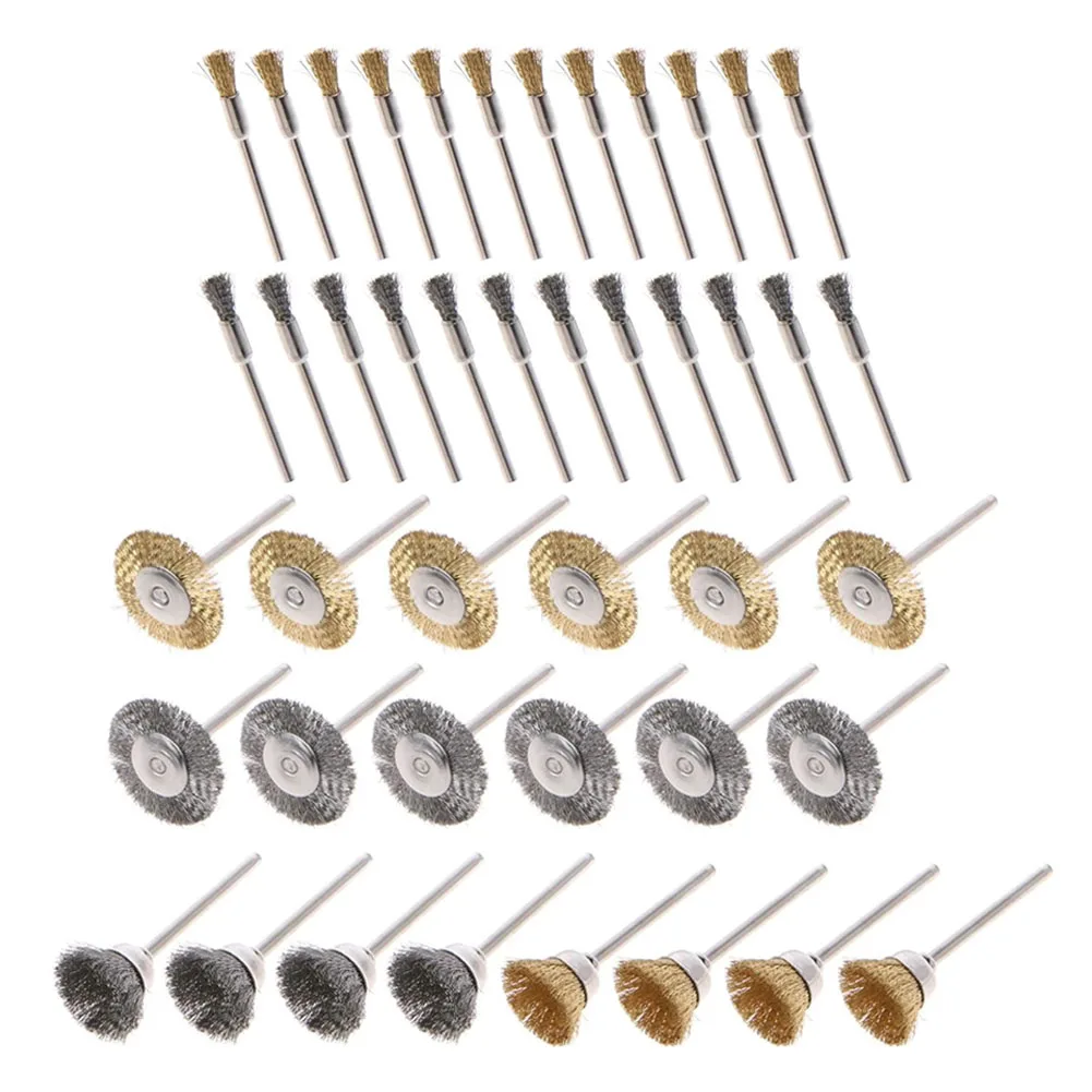 

44pcs/set Mini Wire Brush Wheel Cup Brass Steel Wire Brush Set For Electric Tool Polishing Grinding Brush For Rotary Power Tool