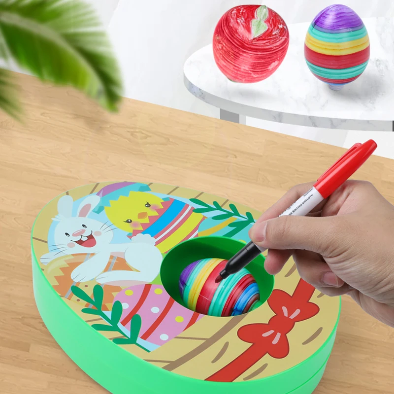 

DIY Egg Decorating Kit Real Eggs Spinner Machine with Accessories Easter Drawing Toy Set Children Play Arts and Crafts for Kids