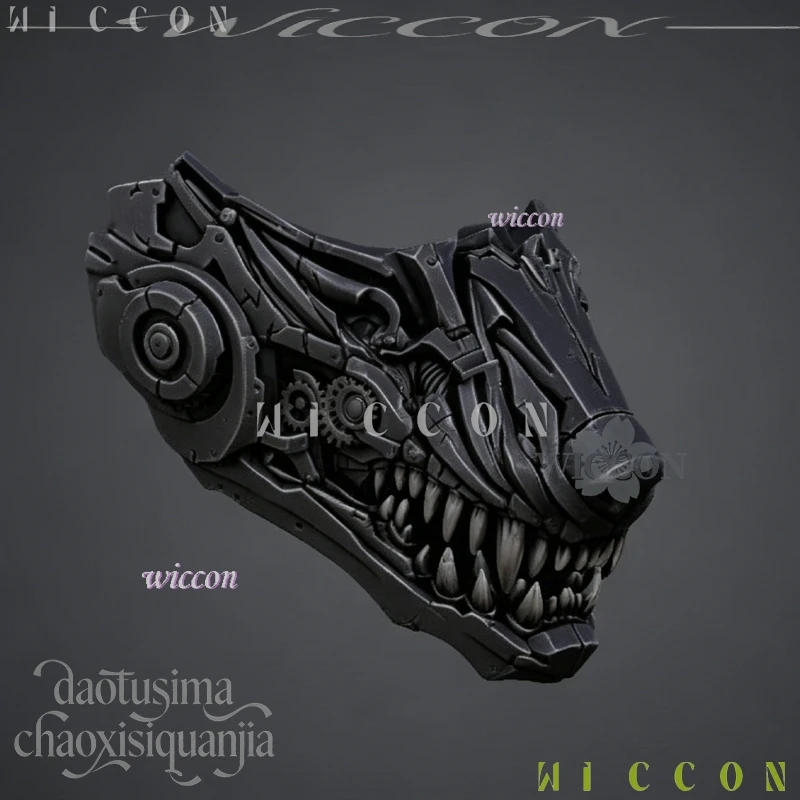 Фото Маска Love and Deepspace Ao Yin Valko Punk Half Mask – 3D PLA, аксессуар в виде волка, стильная маска для косплея №5