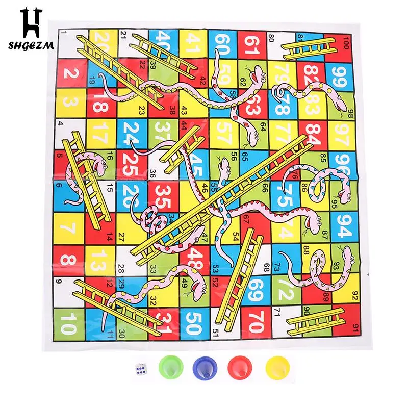 

Snake Ladder Educational Kids Children Toy Interesting Board Game Set Portable Flying Chess Board Family Party Game Gifts