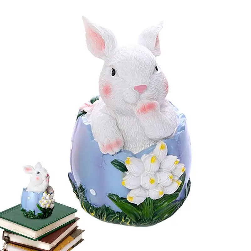 

Easter Bunny Statue Resin Bunny Figurine Table Decors Gift For Family Friends Tabletop Centerpiece Easter Holiday Egg Ornament