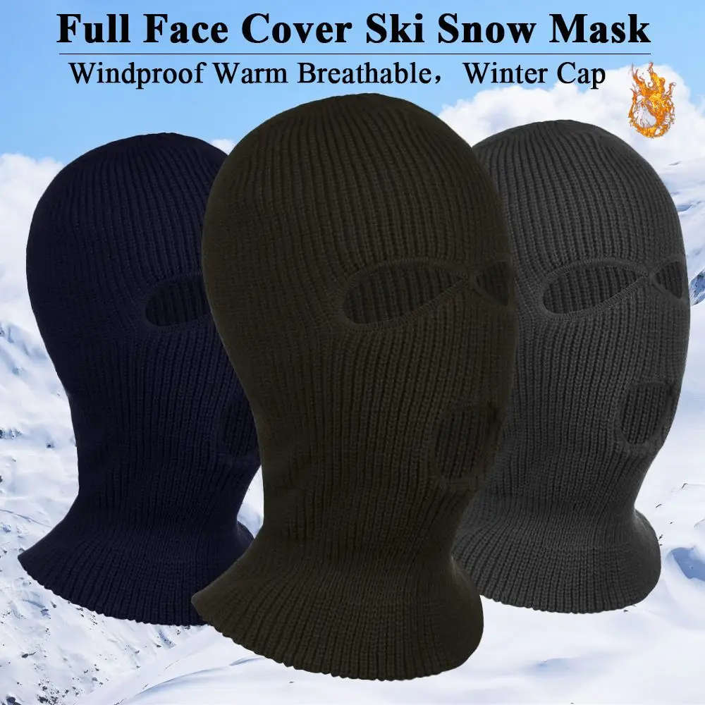 

Вязаная тактическая шапка с 3 отверстиями, зимняя шапка, Балаклава, защита шеи для верховой езды, теплые дышащие маски, теплая шапочка с капюшоном