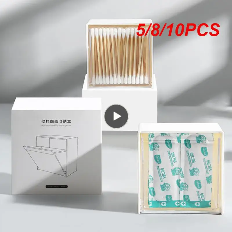 

5/8/10PCS Lipstick Storage Box Adhesive Multifunctional Storage Box Transparent No Drilling Flip Storage Box Storage Dispenser