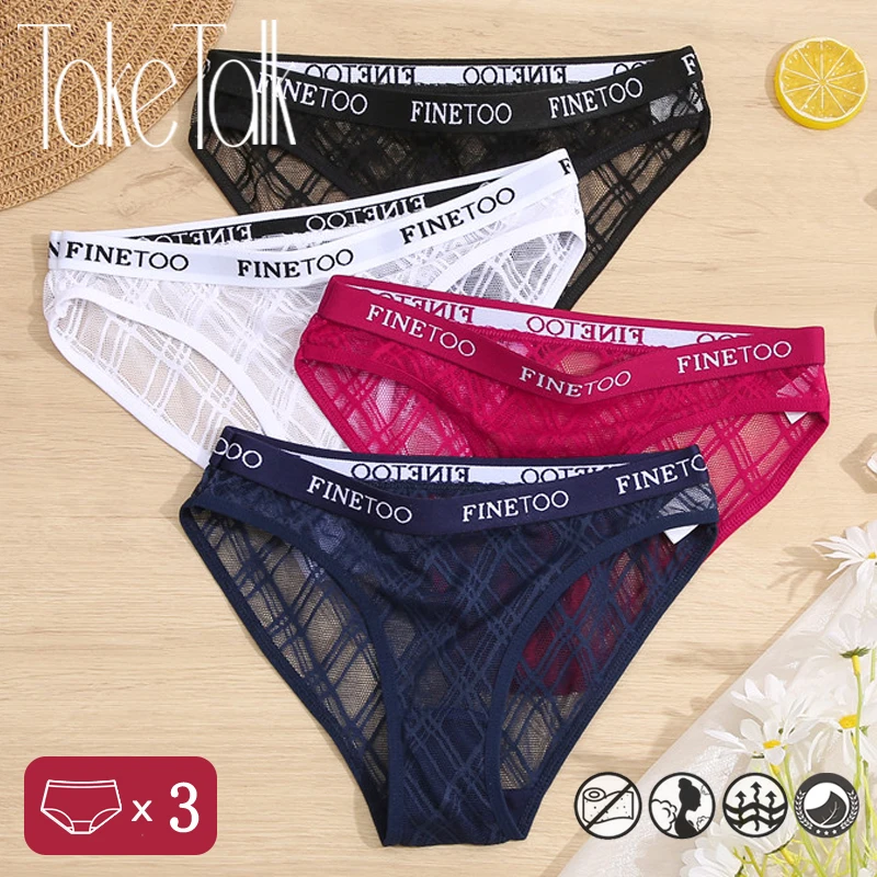 

3 шт./компл. сексуальное прозрачное нижнее белье для женщин кружевные трусики с низкой посадкой женские дышащие мягкие трусики нижнее белье FINETOO