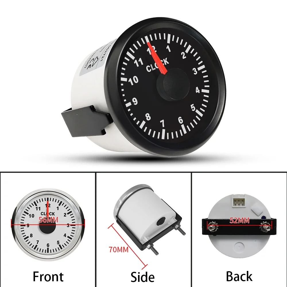 Водонепроницаемые часы 52 мм 12-часовой формат с красной подсветкой 12 В 24 для