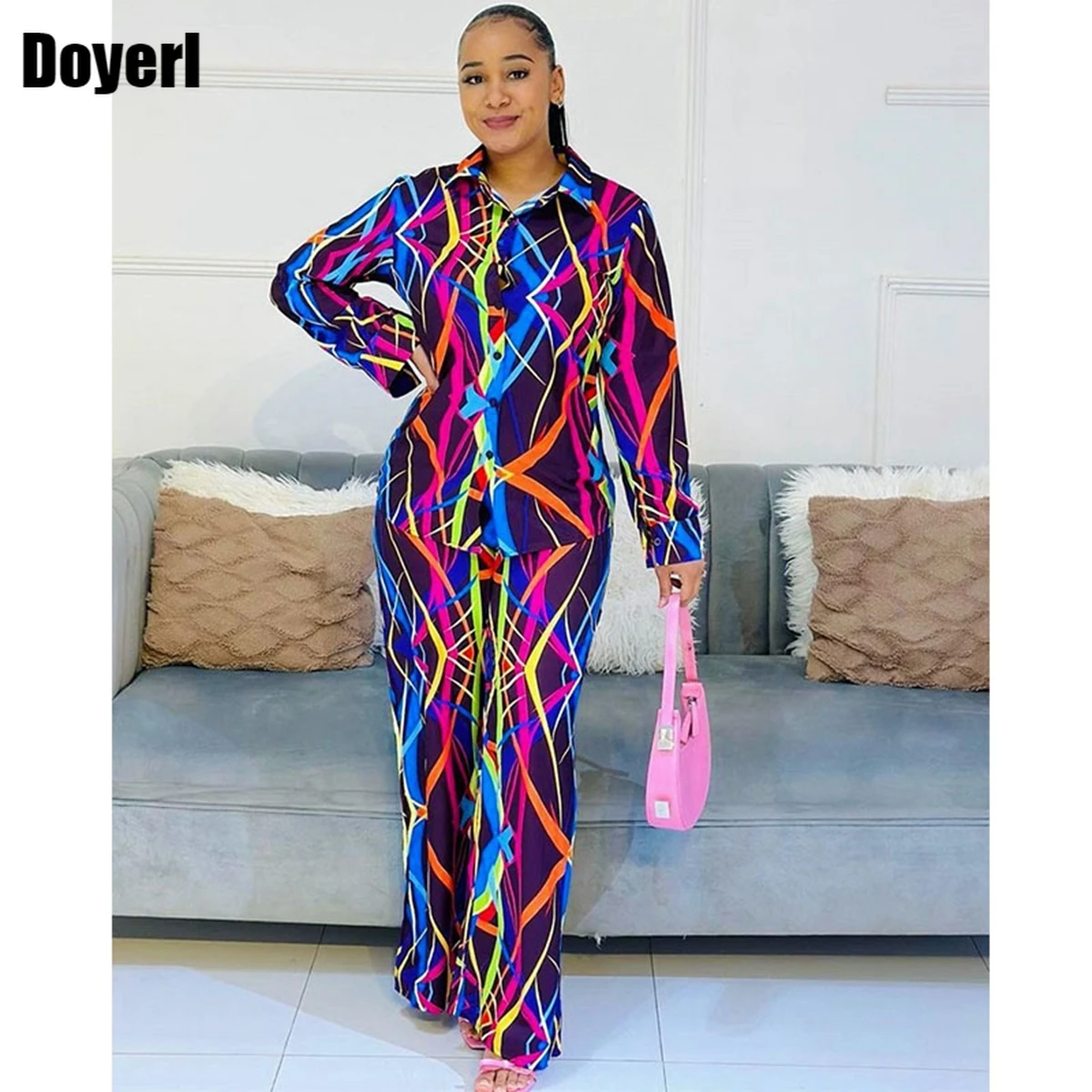 

Printed 2 Piece Sets Women Outfit Sweat Suit Fall Clothes for Women Long Sleeve Shirt Top and Pants Suit Tracksuit Wholesale