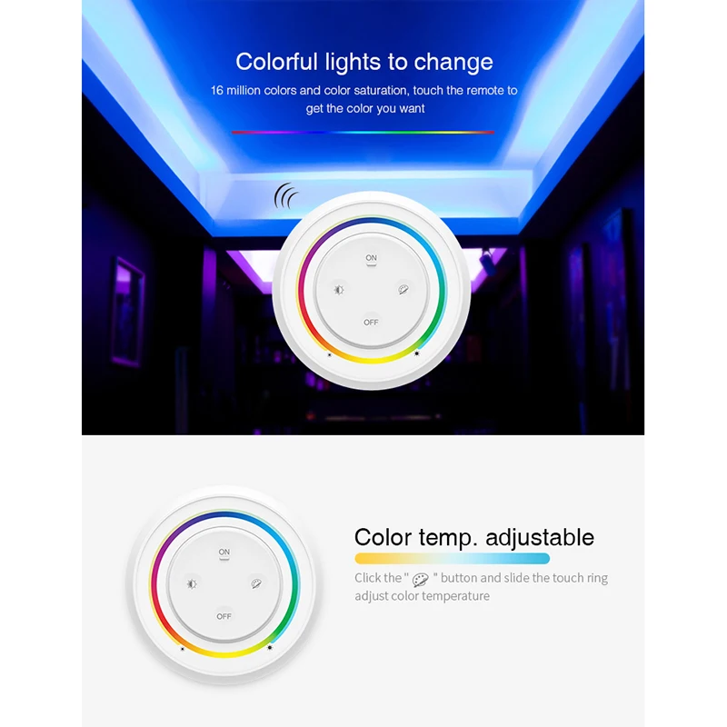 Miboxer Single color/CCT/RGB/RGBW/RGB+CCT LED Controller Kits DC12V 24V Strip Lamp Bulb mini dimmer switch+2.4G Sunrise Remote images - 6