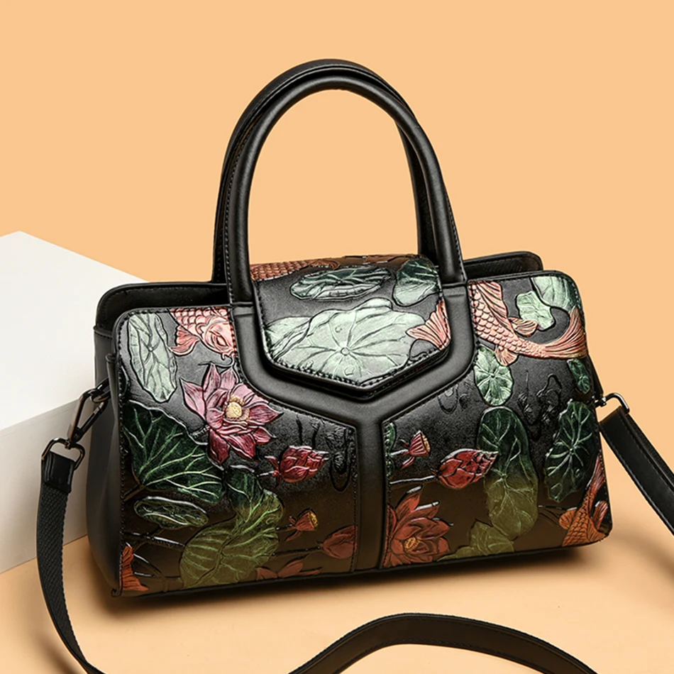 

2022 Trend High Quality Flowers Pattern Handbag Purses Women Bag Luxury Designer Brand High Capacity Shoulder Crossbody Bags