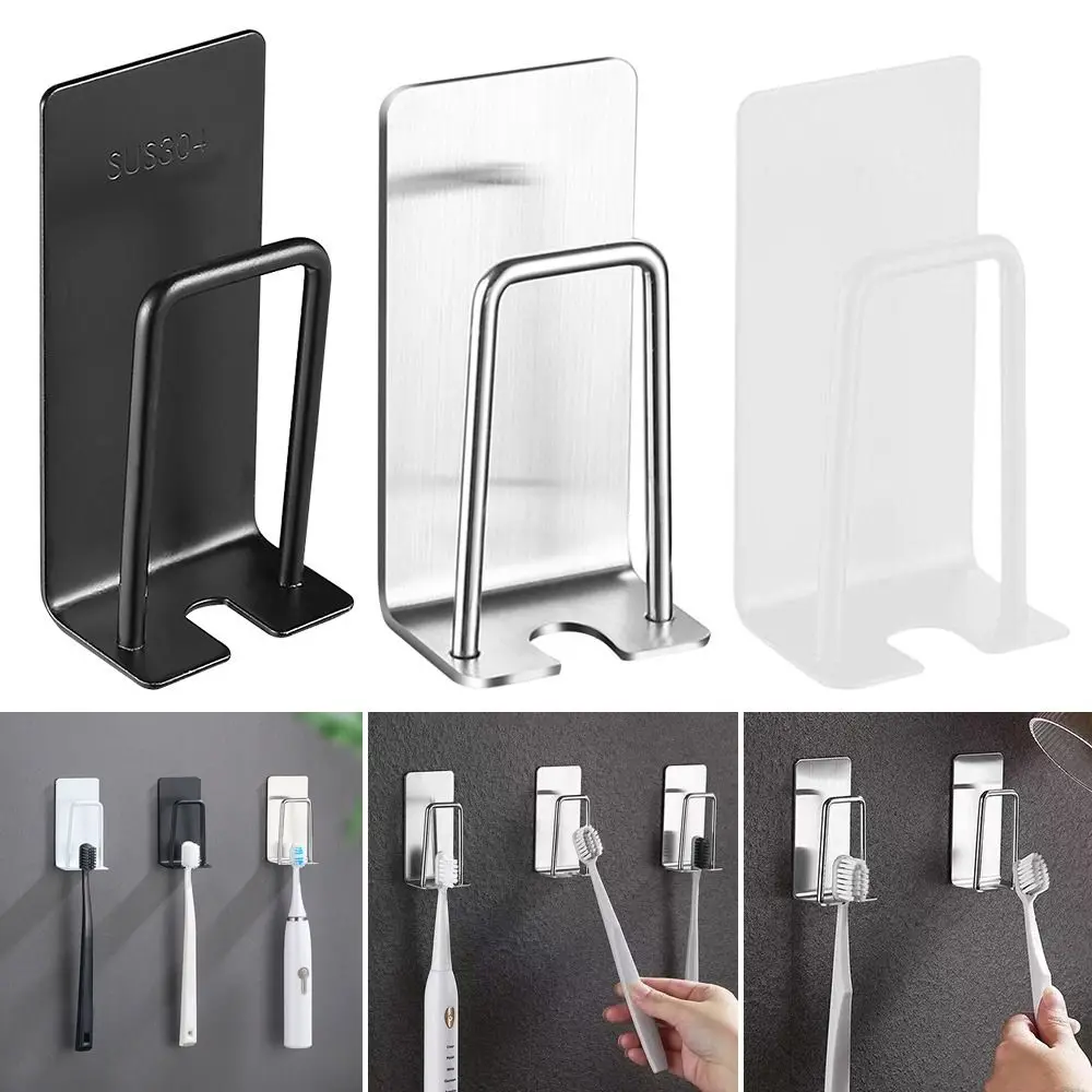 Stainless Steel Toothbrush Holder Bathroom Self-adhesive Cup Holder Wall Mounted Cartoon Bathroom Storage Wall Holder