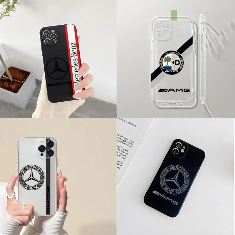 

Luxury Car Mercedes-Benz Phone Case 2023 For IPhone 14 12 13 11 Pro Max Mini X XR XS Max 7 8 Plus Black With Transparent Cover
