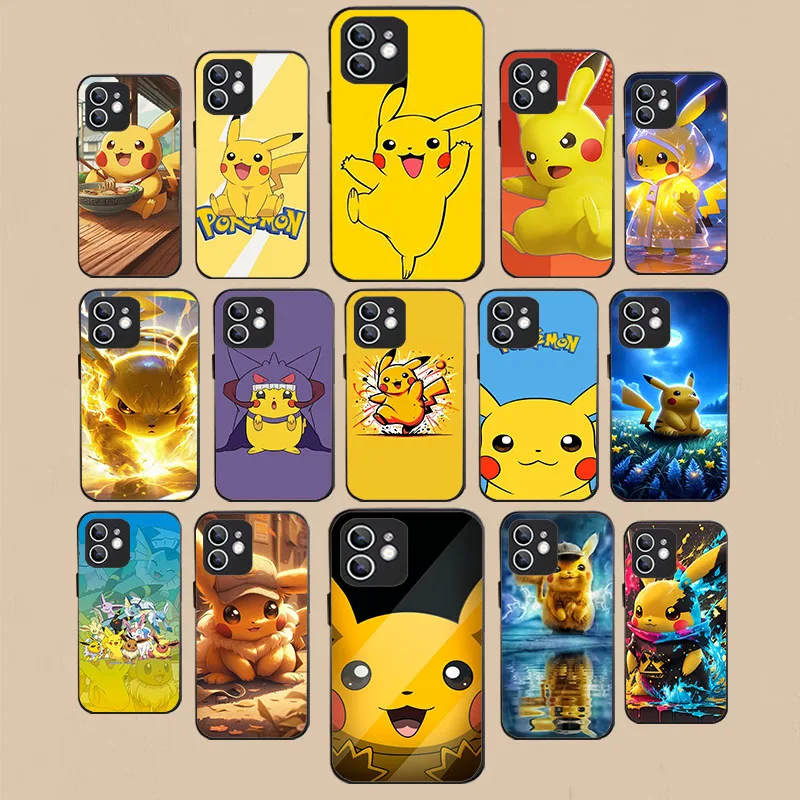 WAA-24 Pikachu Pokemon Black Flexible TPU Case For Samsung A22 25 30 31 32 33 35 41 50 51 52 53 54 55 70 71