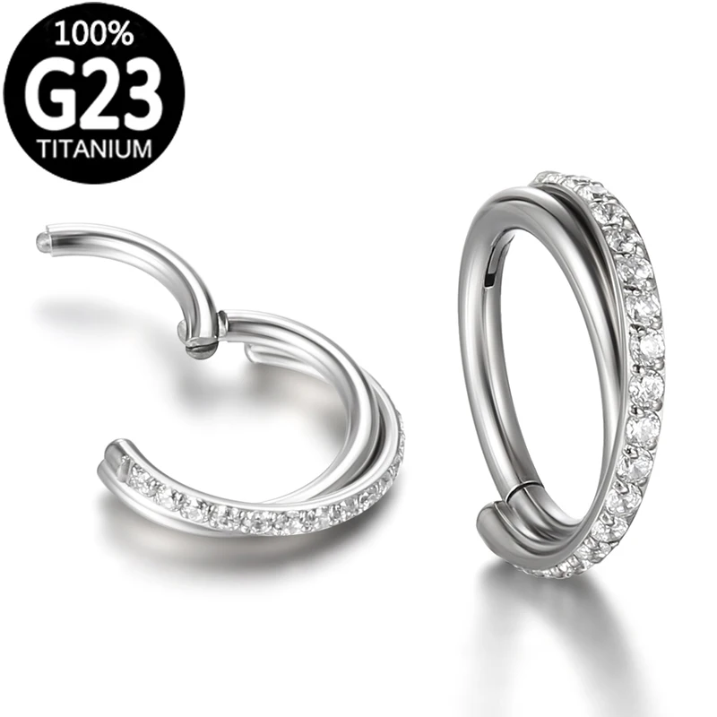 

Серьги-кольца для носа G23, титановый Кафф для пирсинга хрящевой ткани, клипсы с цирконом, для завитка ушной раковины, ювелирные изделия для т...