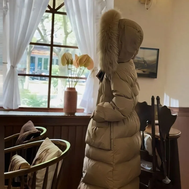 Зимний женский пуховик на белом утином пуху 2024 новая мода высокое качество
