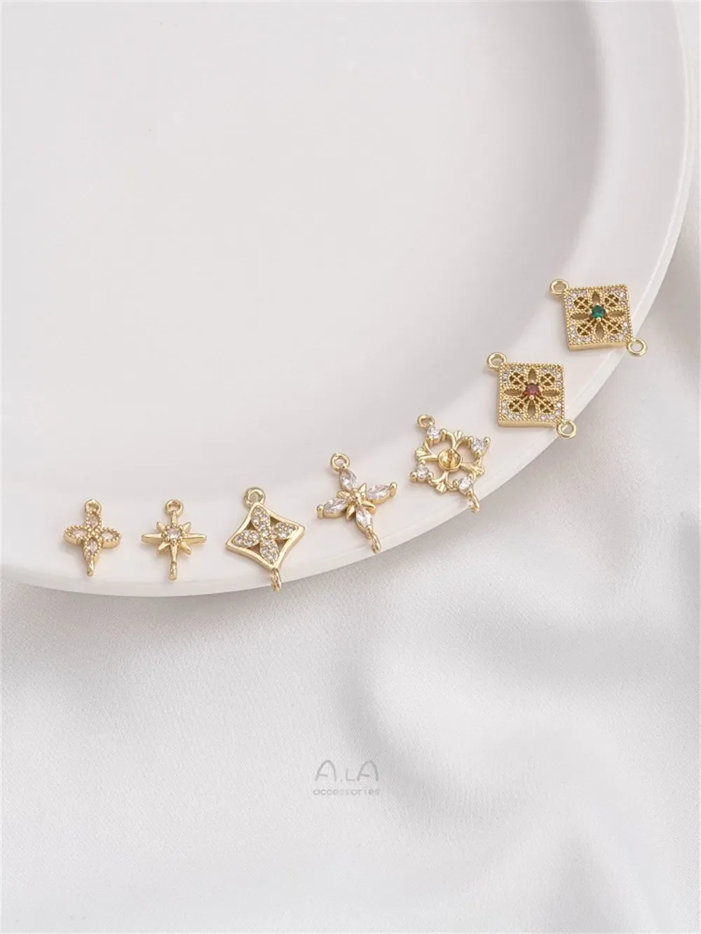 14K позолоченный Цирконий Звездный бриллиант двойной подвесной соединитель для