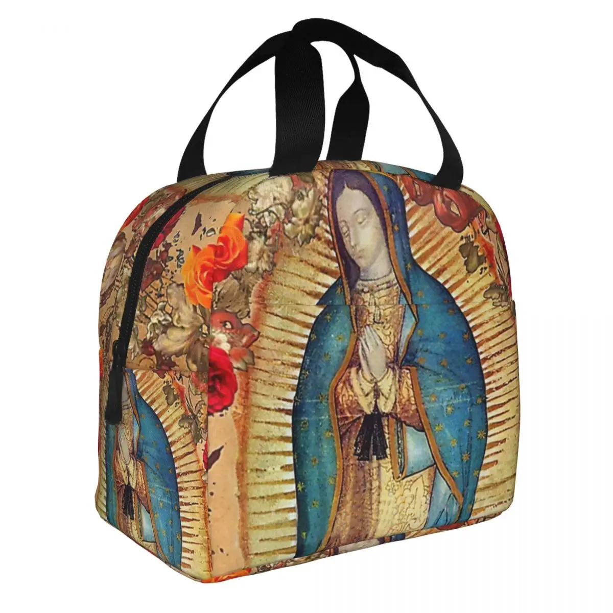 Our Lady Of Guadalupe Virgin Mary  Lunch Bento Bags Portable Aluminum Foil thickened Thermal Cloth Lunch Bag for Women Men Boy