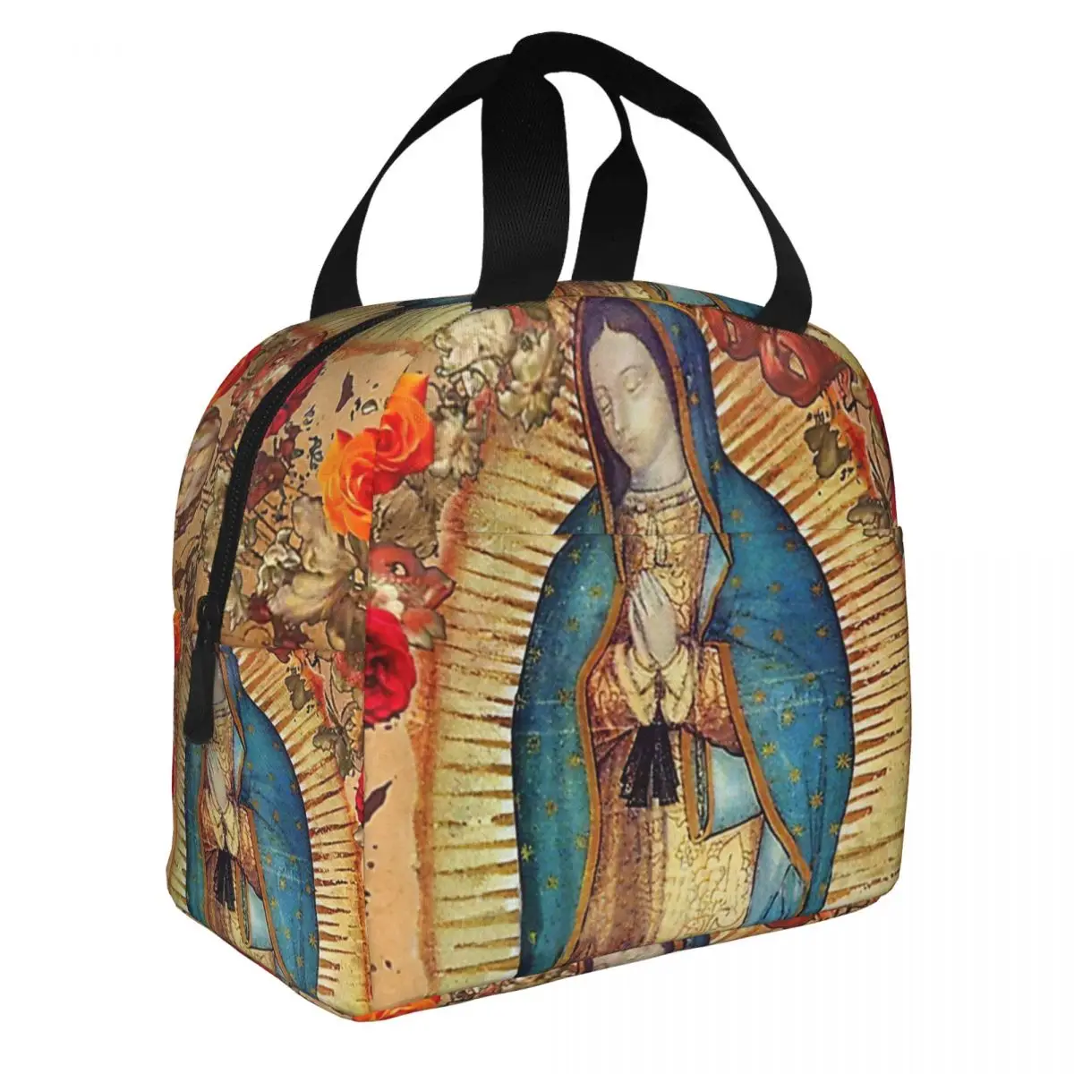 

Our Lady Of Guadalupe Virgin Mary Lunch Bento Bags Portable Aluminum Foil thickened Thermal Cloth Lunch Bag for Women Men Boy