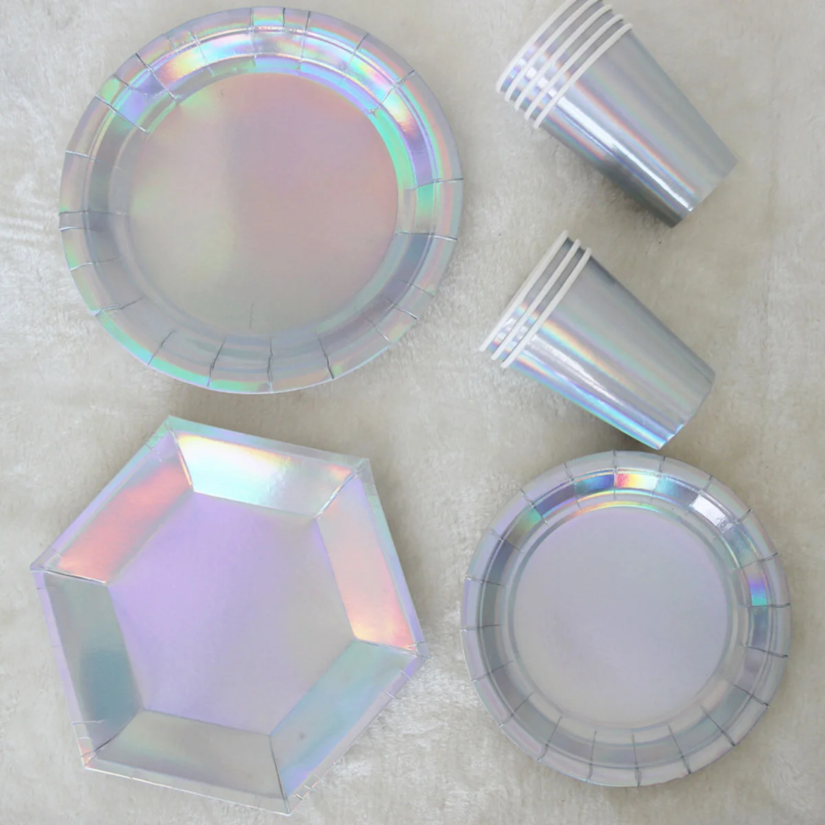 

32 Pcs Utensils Holographic Tableware Paper Cup Tableware Paper Props Party Tableware Paper Paper Tableware